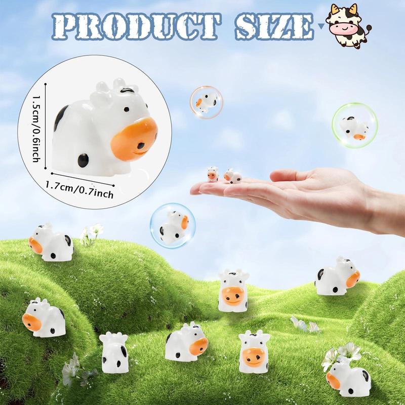 Mini Cow Figurines (20pcs set), Cute Cow Shaped Resin Figurines, DIY Toy For Teenager, Micro Landscape Ornaments Kit for Fish Tank