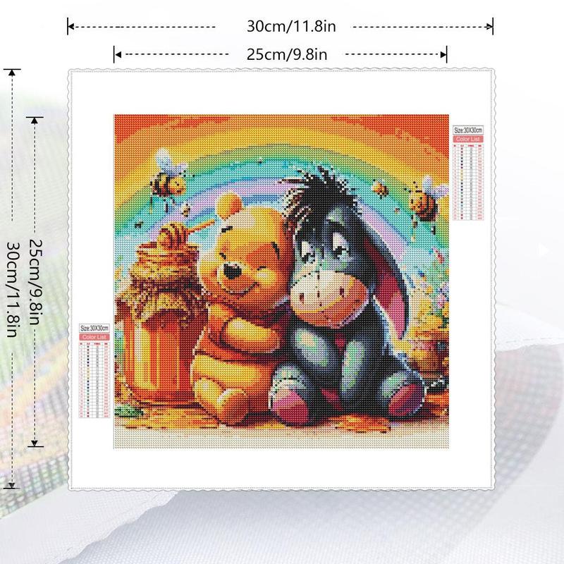 Winnie The Pooh and Donkey Pattern DIY Diamond Arts Colorful Painting Kit without Frame, 5D Diamond Decor Painting by Numbers Kit, DIY Wall Art Decor