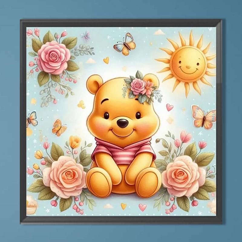 Winnie The Pooh Pattern Diamond Arts Colorful Painting Kit, DIY 5D Diamond Arts Crafts without Frame, Creative Wall Art Decorations