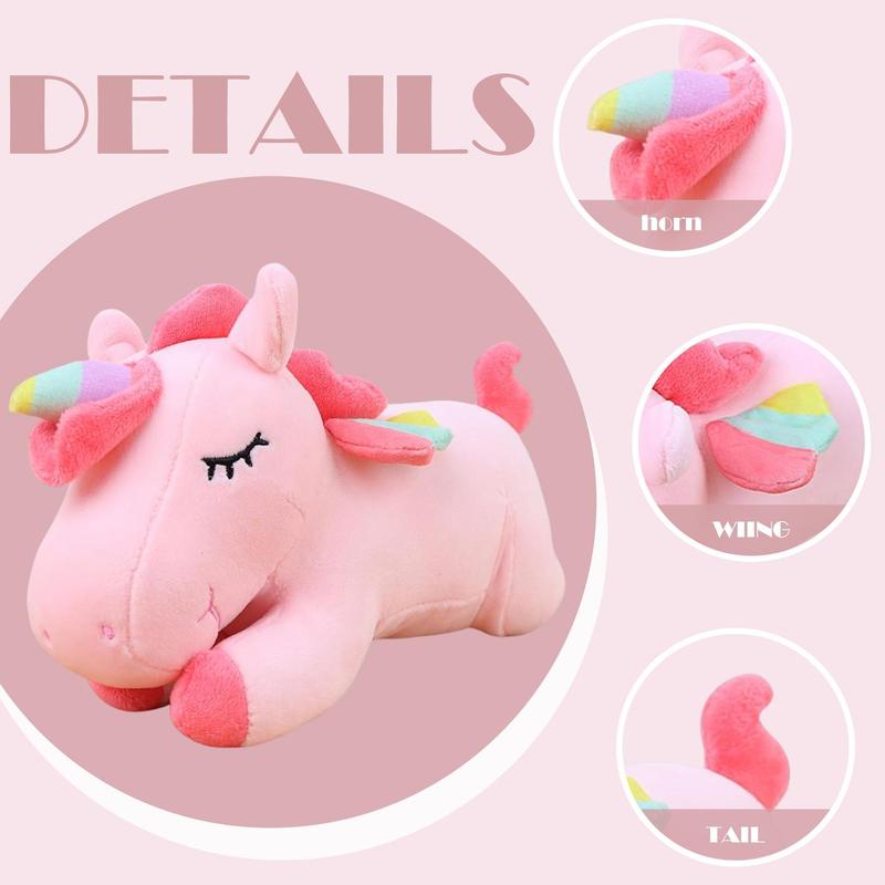 Unicorn Design Plush Toy, Cute Soft Pink Unicorn Plushie with Rainbow Wings, Stuffed Animal Pillows Toy, Home Decor