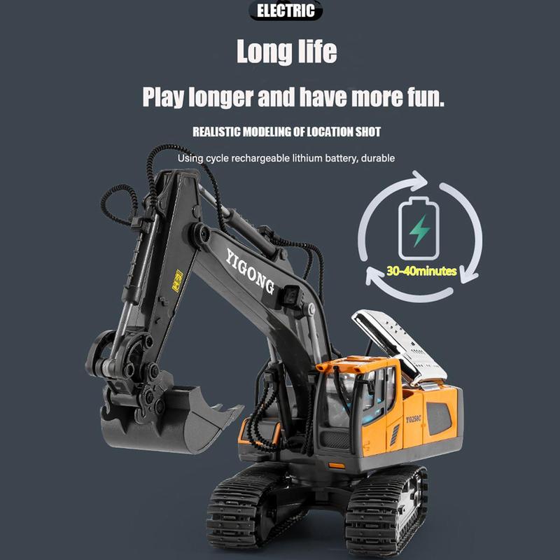 Remote Control Excavator Toy with Remote Controller, Durable Simulation Creative Engineering Vehicle Toy, Perfect Gift for Indoor & Outdoor Playing, Toys for Boys