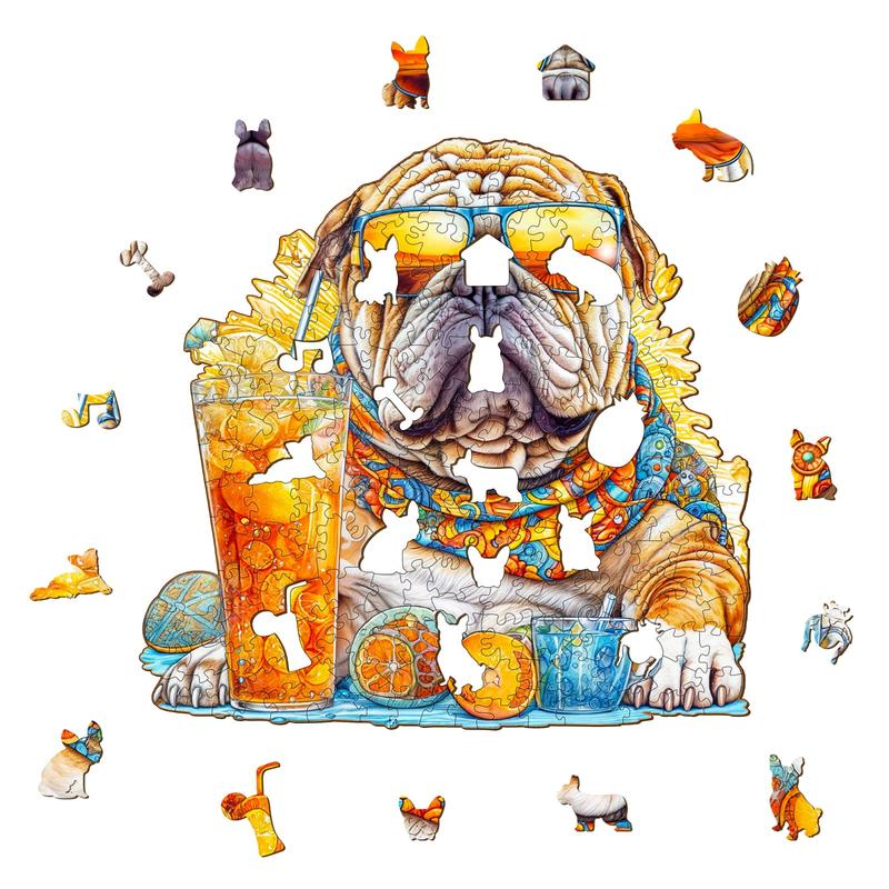 Summer Bulldog-1 Wooden Jigsaw Puzzle