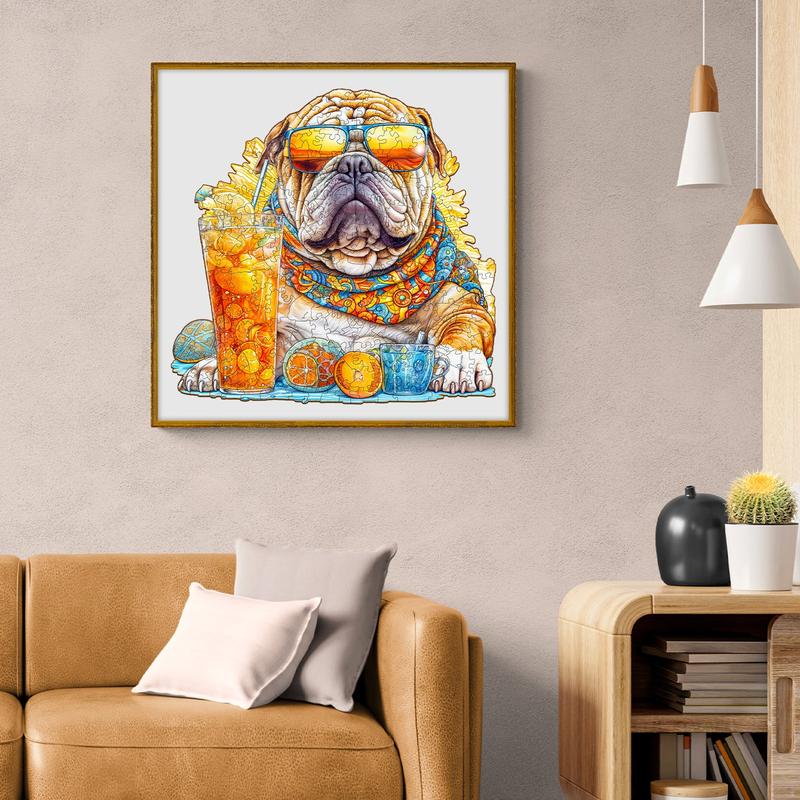 Summer Bulldog-1 Wooden Jigsaw Puzzle