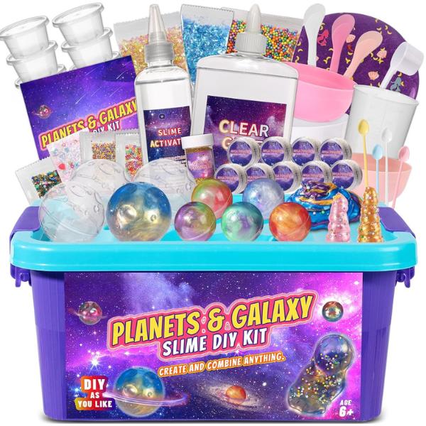 48 Pcs Planets Galaxy Slime Kit for Boys and Girls Galaxy Slime Balls, Glow in The Dark, Christmas thanksgiving gift Best Gift for Kids