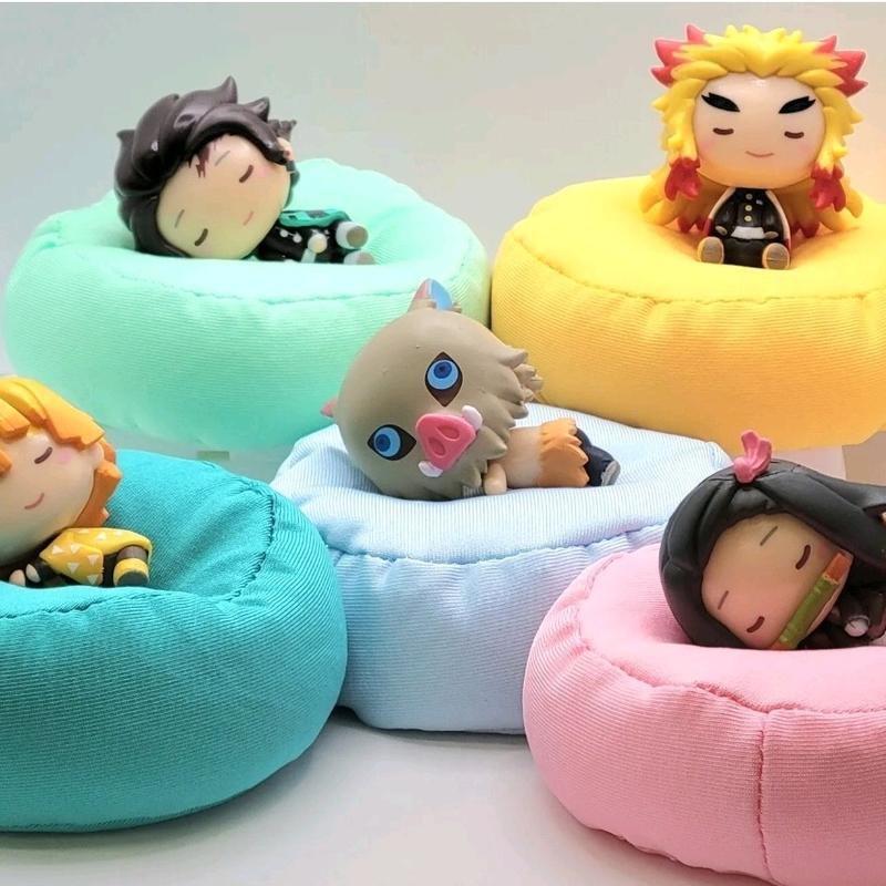 Anime Demon Slayer Sleeping Vinyl Figure Set of 5 with Real Bean Bags Tanjiro Nezuko