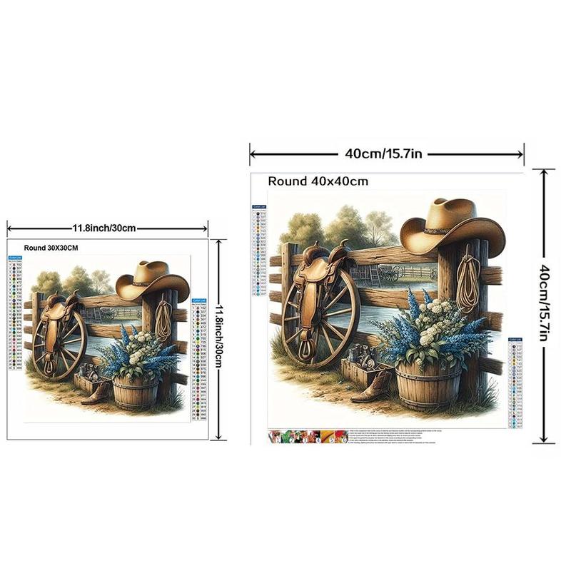 Cowboy Themed Pattern DIY Diamond Arts Colorful Painting Kit without Frame, DIY 5D Diamond Arts Colorful Painting Kit for Home Wall Decor