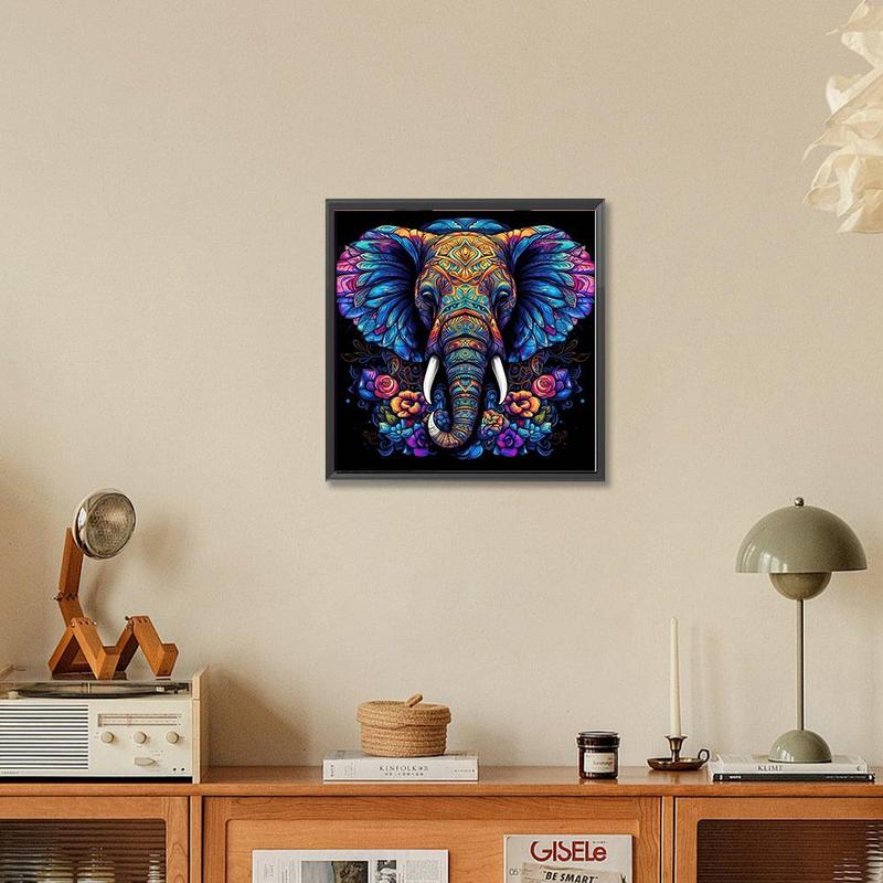 Elephant Pattern DIY Diamond Art Painting Picture without Frame, 5D Diamond Art Paint Cross Stitch Kit, DIY Decorative Painting for Bedroom Living Room Office