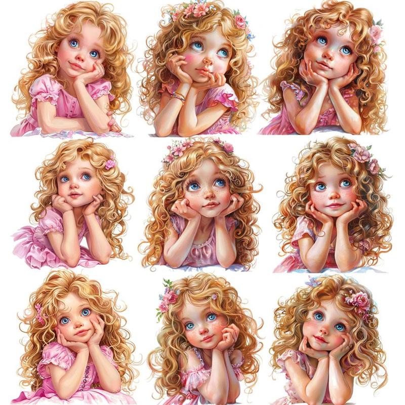 Blonde Little Girls Anime Sticker, 20pcs set Cute Cartoon Sticker, DIY Decorative Sticker for Scrapbook, Journal, Gift Wrapping