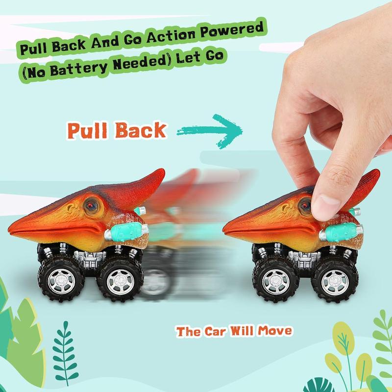 Dinosaur Toys Pull Back Cars for Kids -Dino,  Vehicles for T-Rex Dino Games, Christmas, Birthday Gifts for Kids