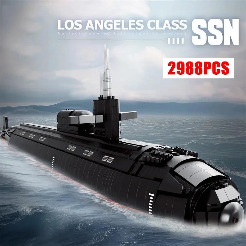 33049 2988pcs Military Los Angeles-class SSN Building Blocks Assembling MOC Nuclear Submarine Bricks Children's Toys Gift Set building block