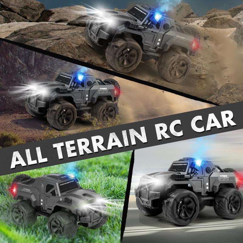 FUUY-Large RC Car, 1:14 RC Car with Spray and LED Lights, Good for 120 Minutes Playtime, 2.4GHz Monster Truck with Spare Tire, All Terrain Off-Road Jeep, Cool Toy Gift, Suitable for Children Over 6 Years Old rc cars