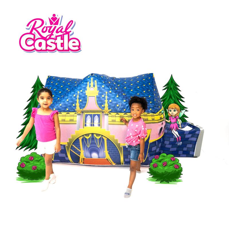 The Original Patented AirFort - Build A Fort in 30 Seconds, Inflatable Fort for Kids, Play Tent for 3-12 years, A Playhouse Where Imagination Runs Wild, Fan not included (Royal Castle)