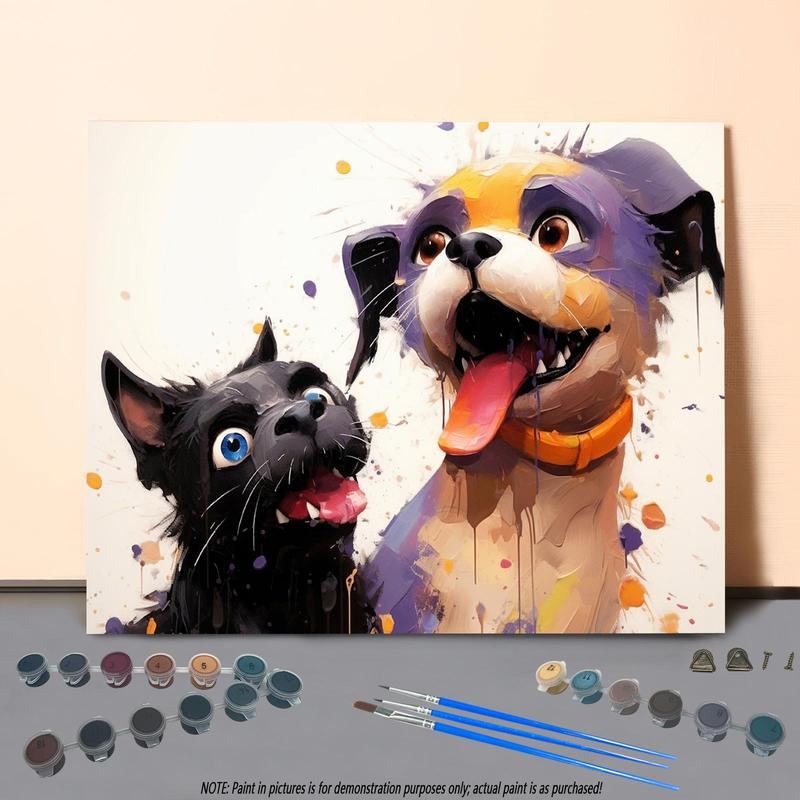 Dog Pattern Painting By Numbers Kit, 1 Set DIY Paint By Numbers Kit, DIY Wall Art Painting for Home Living Room Bedroom Decor