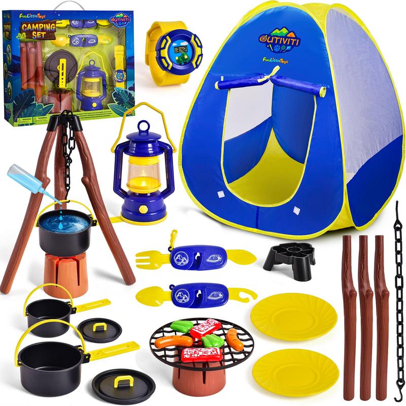 Kids Camping Set with Tent - Camping equipment toys with role play outdoor toys. Suitable for children aged 5 to 12 years old. Birthday gift, holiday gift