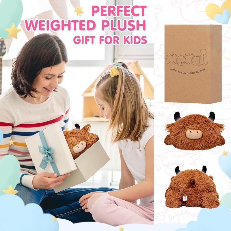 Weighted Highland Cow Plush, Weighted Stuffed Animals 4.0 Lbs, Weighted Cow Plush for Kids, Highland Cow Stuffed Animals, Weighted Plush Toy Birthday Gifts for Women, Girls and Males (23 inch)