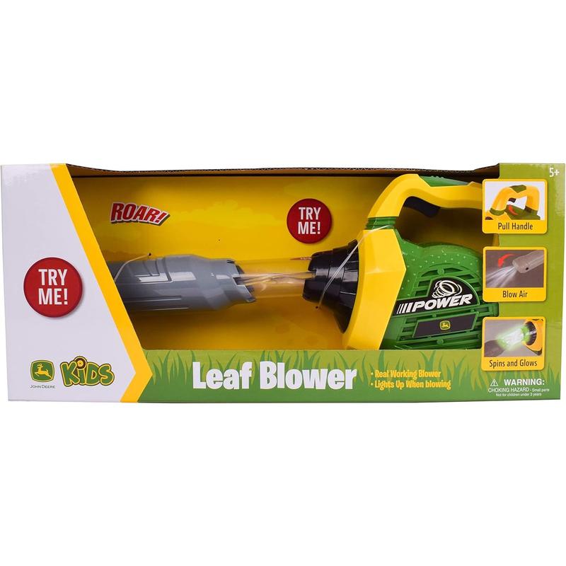 Sunny Days Entertainment John Deere Leaf Blower Toy for Kids – Pretend Construction Tool with Lights and Sounds | Blows Real Air