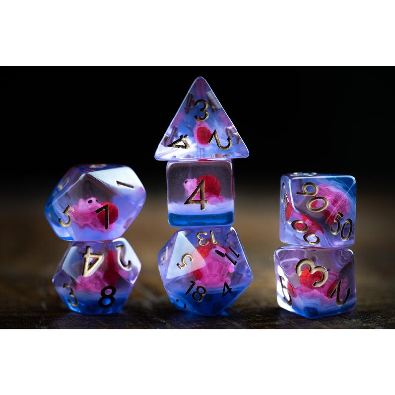 DnD dice sets: Midnight Snail Polyhedral Dice Set: Cute Red DnD Dice for Unique Adventures