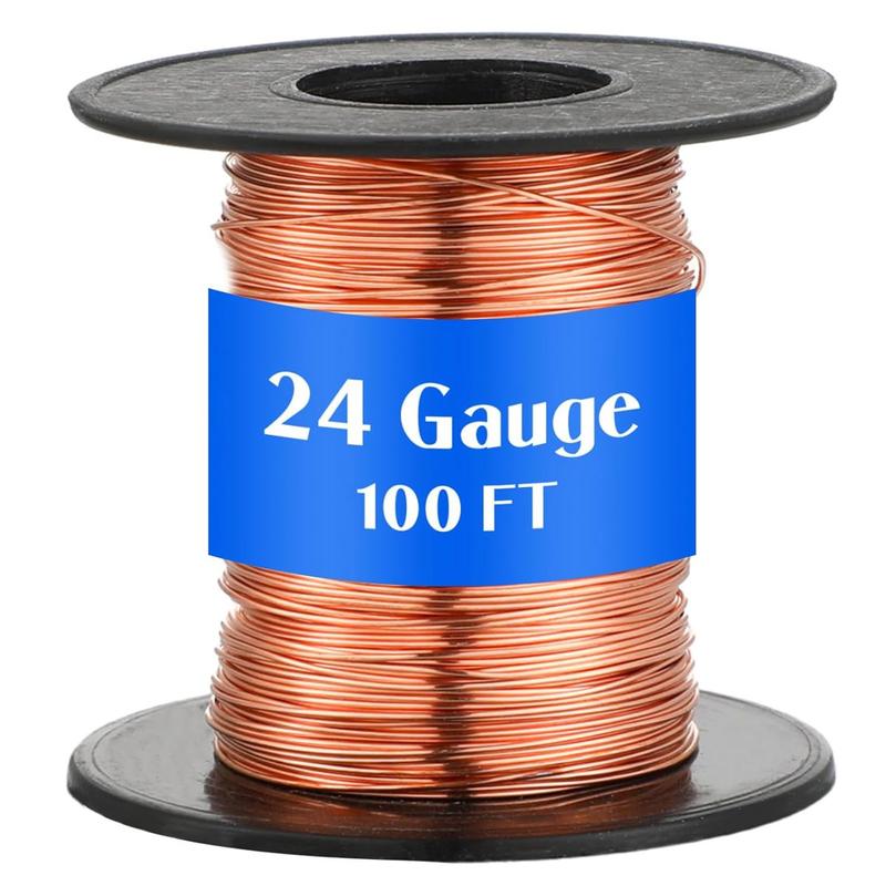 100ft Copper Wire for Gardening, Electroculture, Bonsai, Jewelry Making Beading DIY Craft Pure Bare Copper Wire Spool (24 Gauge, 0.019'' Diameter)