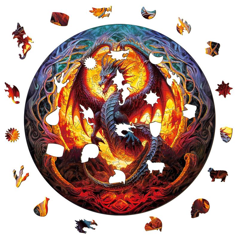 Fiery Dragon-2 Wooden Jigsaw Puzzle for Kids and Adults