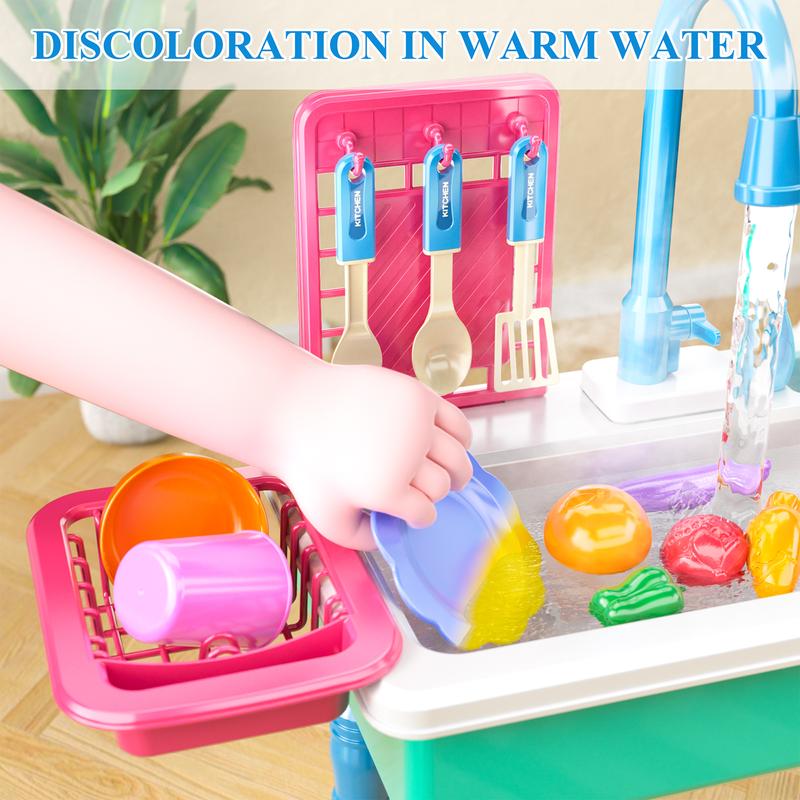 Play Kitchen Sink Toys swith Running Water-Pretend Play Dishes Play House black friday gift