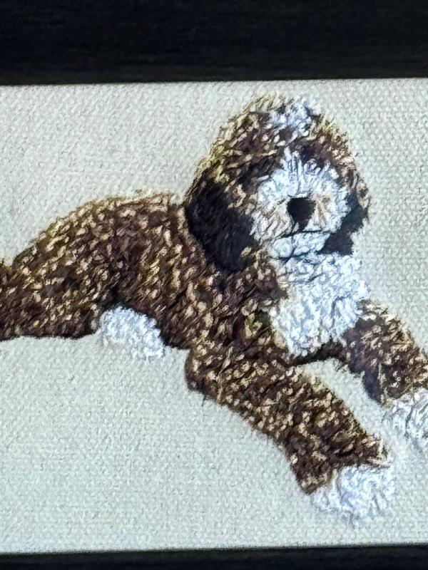 Doodle Dog Machine Embroidered and Framed!  Other Designs and Breeds Available! pet dog