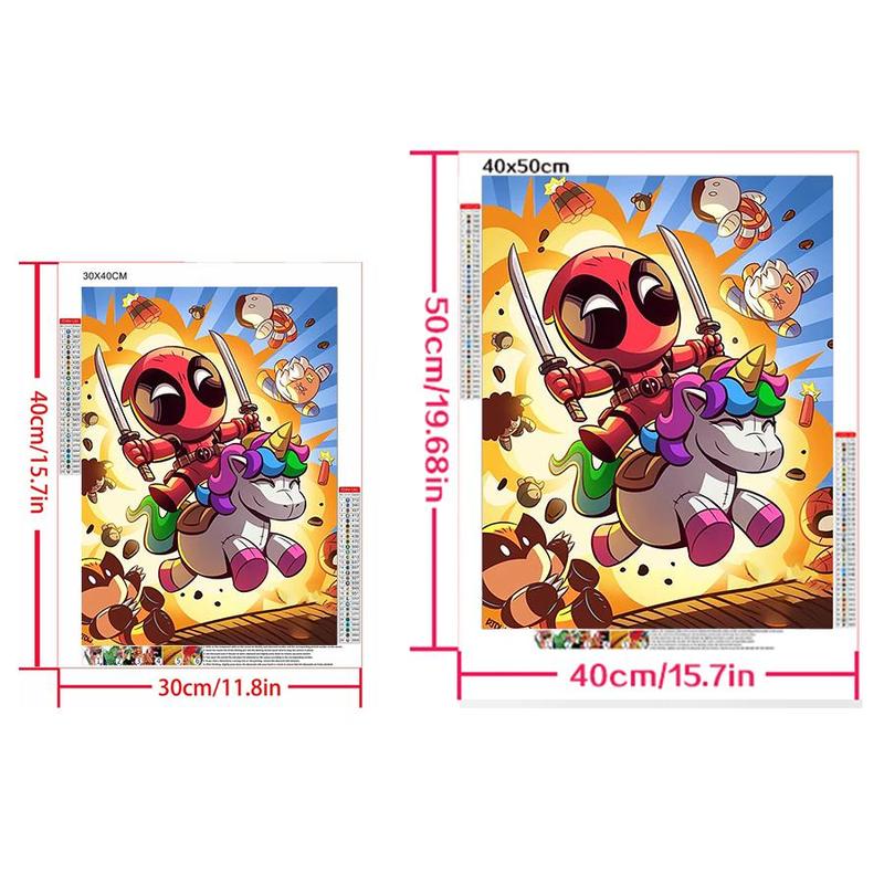 Cartoon Deadpool Pattern DIY Diamond Arts Colorful Painting Kit without Frame, DIY 5D Diamond Arts Colorful Painting Kit, Wall Art Decor for Home Bedroom