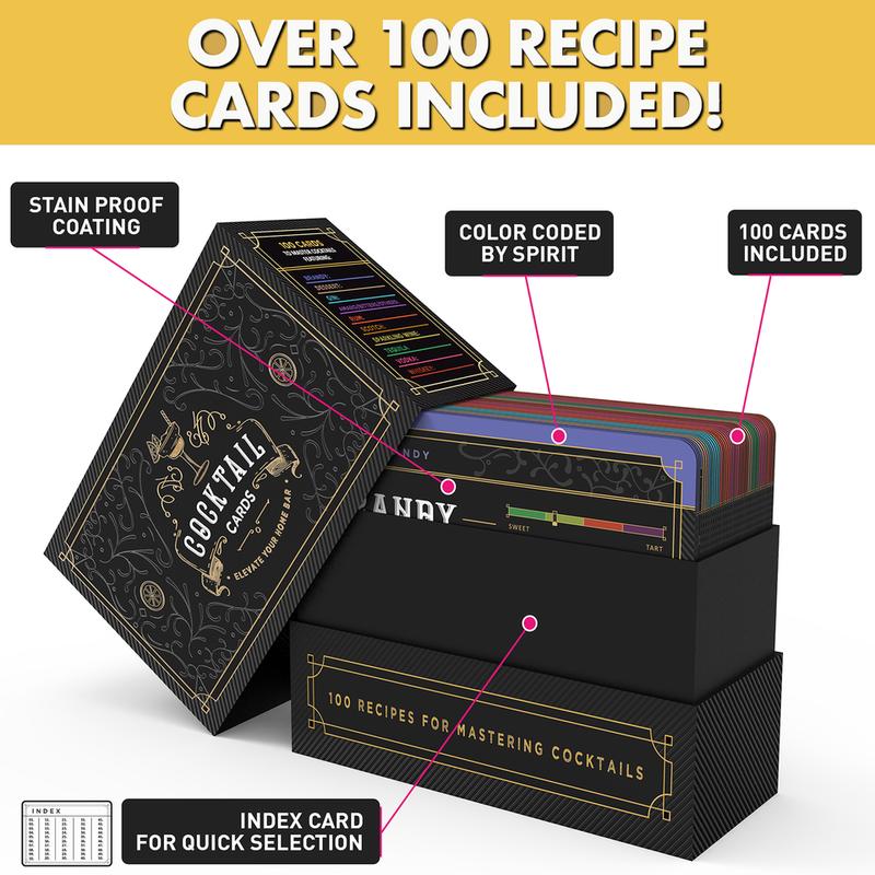 Bartender Recipe Cards - Learn over 100 drinks with instructional videos