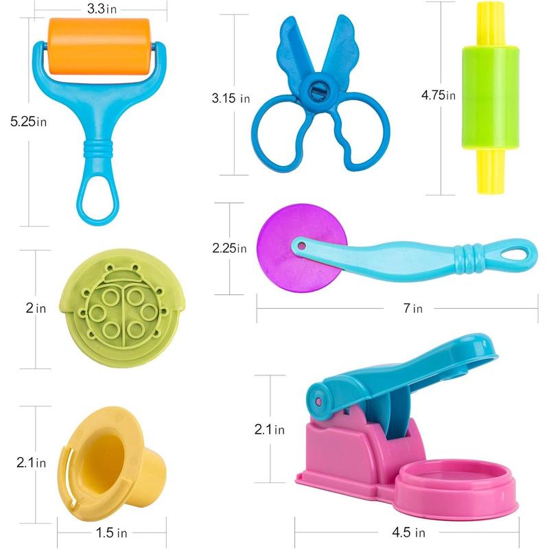 Dough Tools for s, 46Pcs Dough Toys Include Play Food Molds - Cupcakes, Ice Cream, Noodle, Play Bulk Pack with Roller, Cutters, Scissor, Dough Mat and Storage Bag Gifts (Tools)