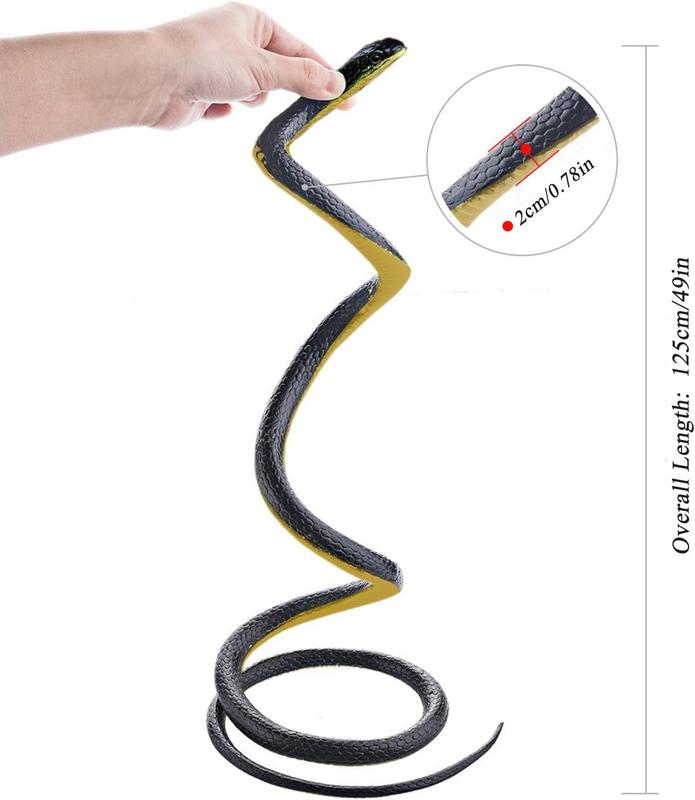 Realistic Fake Rubber Snake Black Snake Toys That Look Real Prank Stuff Cobra Snake 49 Inch Long (2pack)