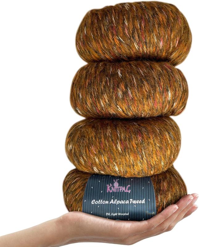 KnitPal Cotton Alpaca Tweed Soft Alpaca Blend DKLight Worsted Weight 3 4 Balls per Pack 588 yds200g cotton yarn