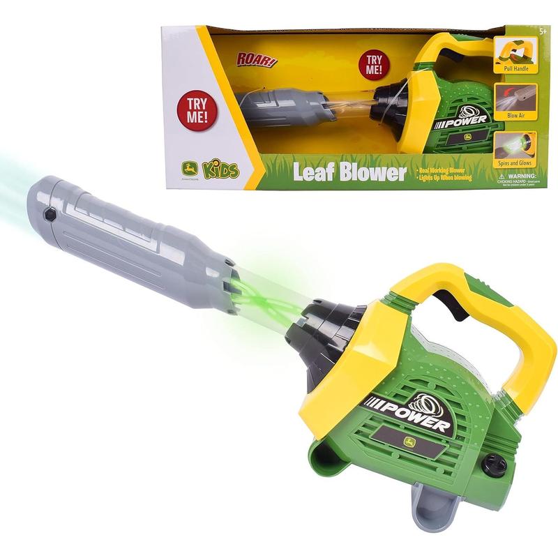 Sunny Days Entertainment John Deere Leaf Blower Toy for Kids – Pretend Construction Tool with Lights and Sounds | Blows Real Air