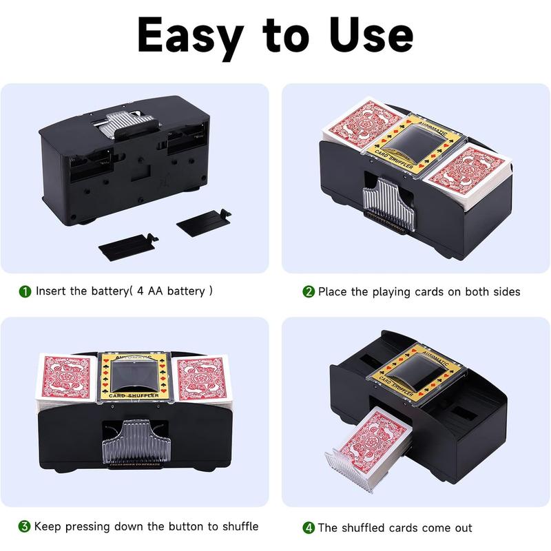 Automatic Card Shuffler 1 2 4 6 Decks, Electric Battery-Operated Shuffler, Casino Card Game for Poker, Home Card Game, Texas Hold'em