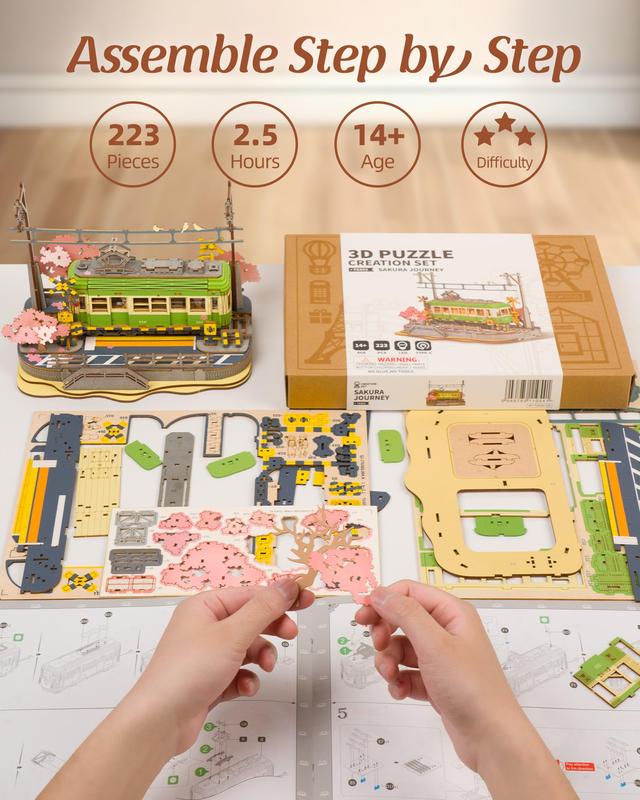 Rolife Sakura Journey 3D Wooden Puzzle DIY Model building Kits, Creative Kids Craft Hobby Gift  Home Decor Assembly Toy building bricks