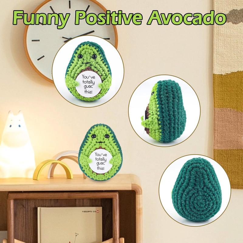 Handmade Emotional Support Pickled Cucumber Gift, Funny Birthday Gifts Knitted Cucumber with Positive Card Funny Decor Positive Potato Crochet for Encouragement Gifts for Friends