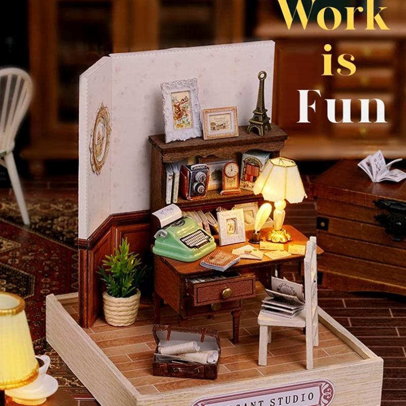 DIY Wooden Miniature House Kit for Christmas Gift, 1 Box Creative Room with Furniture, DIY Wooden Assembly Kit, DIY Wooden Craft Kit, Creative Gift for Friends