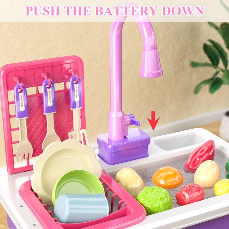 Play Kitchen Sink Toys swith Running Water-Pretend Play Dishes Play House black friday gift