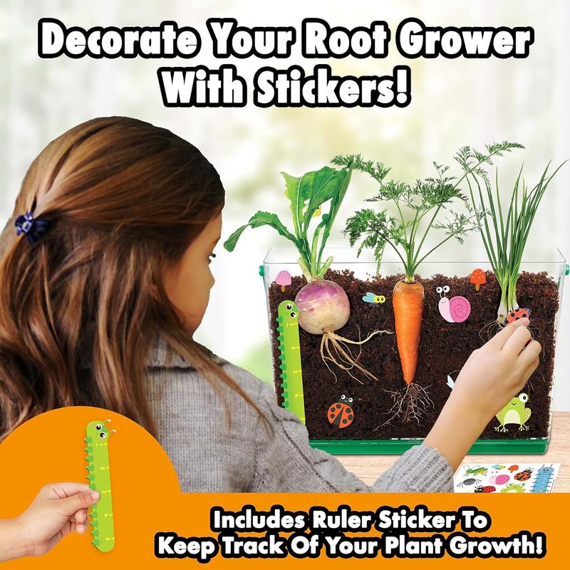 My first root viewer - decorate and grow your own garden - children's stem kit - including soil and vegetable seeds - science education youth and children's gardening kit, 6 years old and above, multi-color