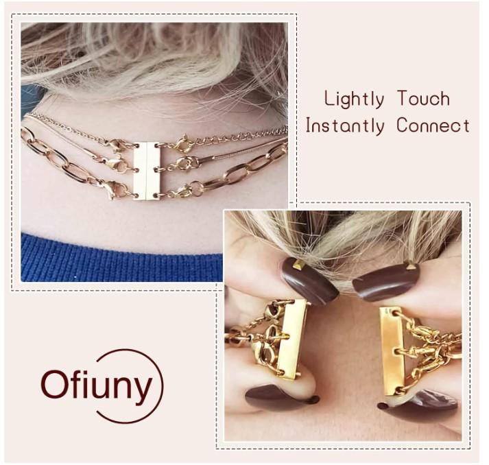 Necklace Separator for Layering Multi Necklace Layering Clasp Gold and Silver Magnetic Necklace Clasp for Layered Look, Necklace Connectors for Multiple Necklaces