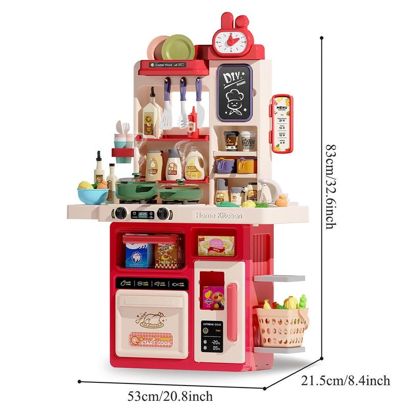 Kitchen Pretend Play Toy Set, 1 Set Kitchen Accessories with Light & Sound & Spray, Game Sink & Game Food, Kitchen Set for 3 Years Old +