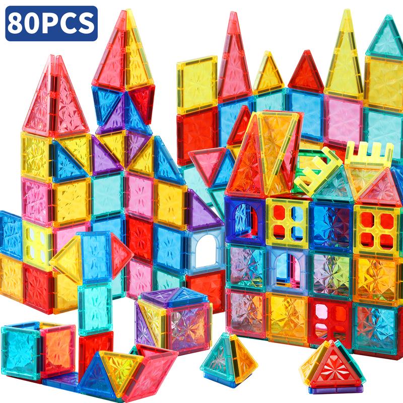 Crystal Magnetic Tiles Building Blocks Toys for Kids - STEM Educational Construction Magnet Set, 4D Diamond Cut Design