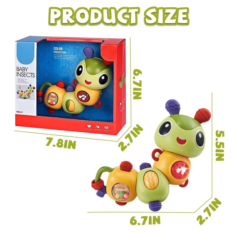 360° Fine Motor Skills Toys, Cute Caterpillar Musical Toys, Musical Educational Toys, Educational Learning Toys Gift, 5.5*6.7 in