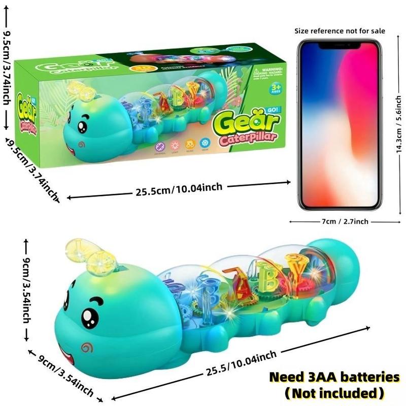 Creative Caterpillar Design Music Car Toy with Sound and Light, 1 Box Transparent Shell & Internal Alphanumeric Display Musical Toy