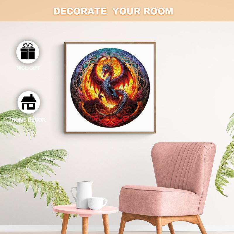 Fiery Dragon-2 Wooden Jigsaw Puzzle for Kids and Adults