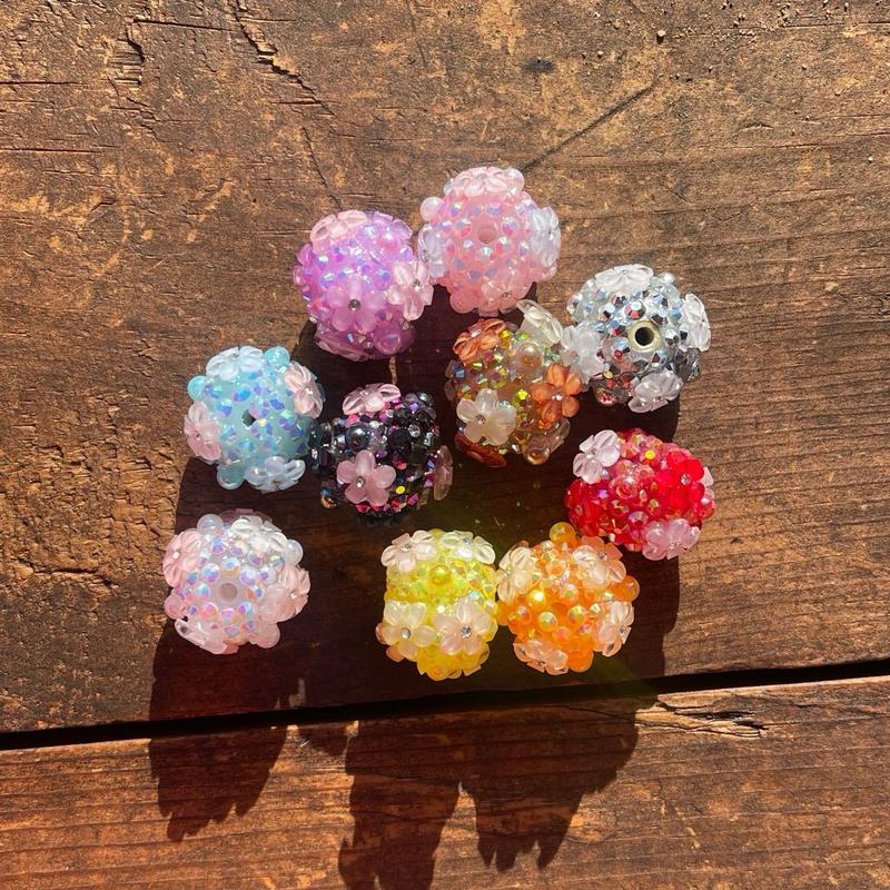 10pc Fancy Rhinestone and Flower Bead for Pen