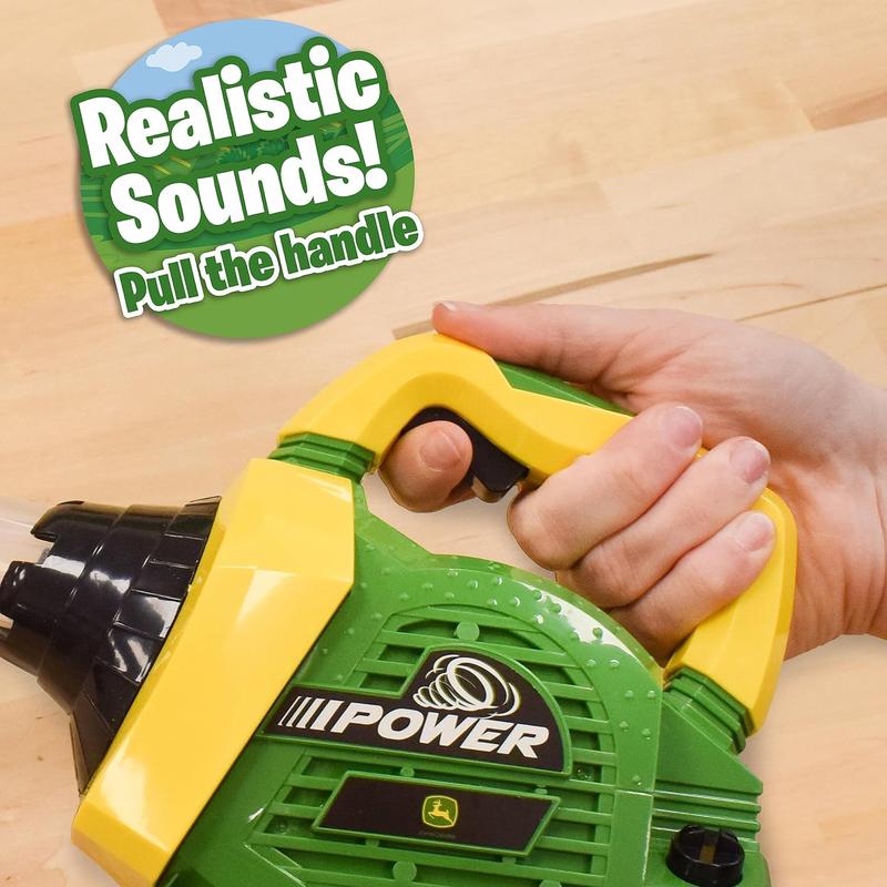 Sunny Days Entertainment John Deere Leaf Blower Toy for Kids – Pretend Construction Tool with Lights and Sounds | Blows Real Air