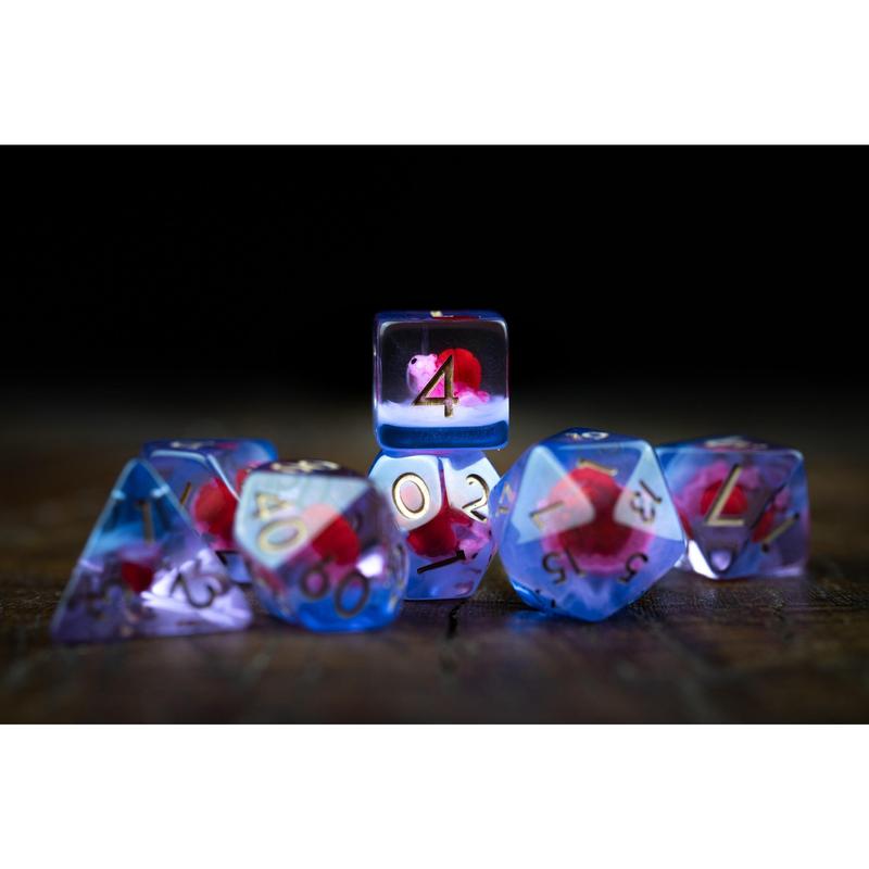 DnD dice sets: Midnight Snail Polyhedral Dice Set: Cute Red DnD Dice for Unique Adventures