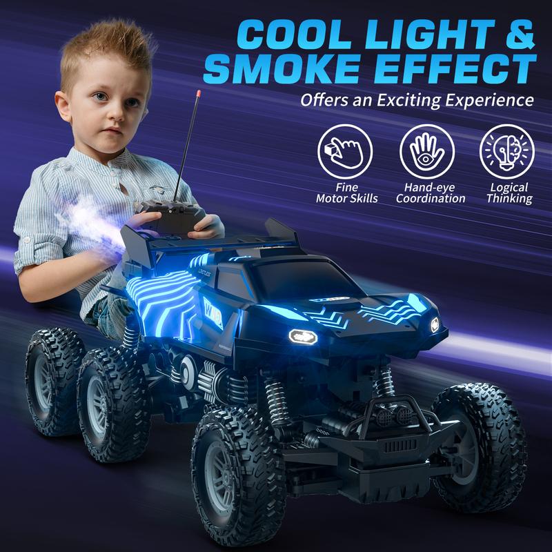 Remote Control Rc Truck, Remote Control Car, 1:16 Scale All Terrain Off-Road Monster Truck, Rc Cars with LED light & Spray Function, Best Brithday Gifts, Back to school gifts