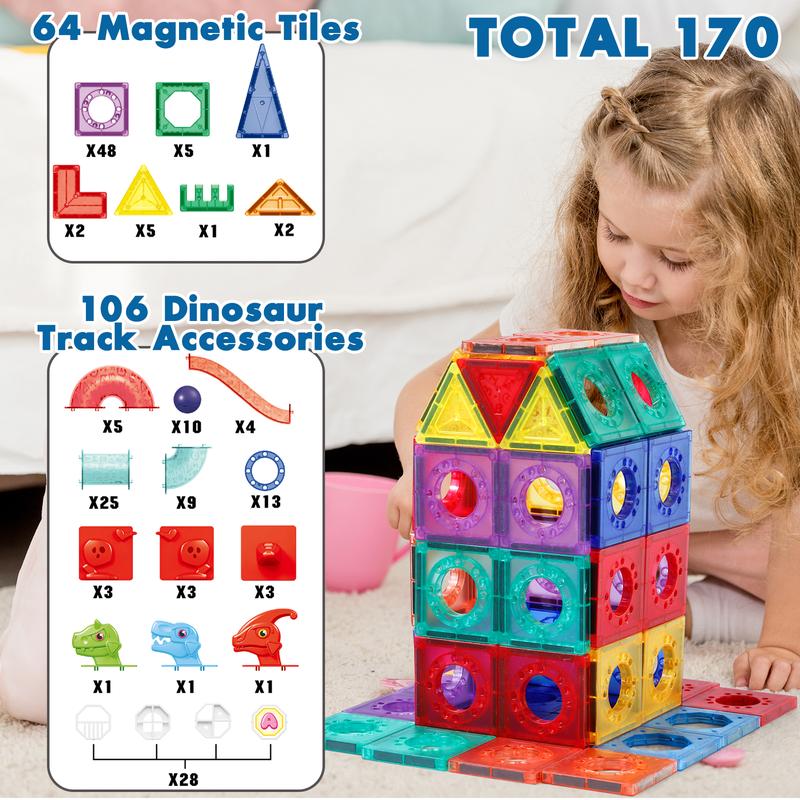 Crystal Magnetic Tiles Building Blocks Toys for Kids - STEM Educational Construction Magnet Set, 4D Diamond Cut Design