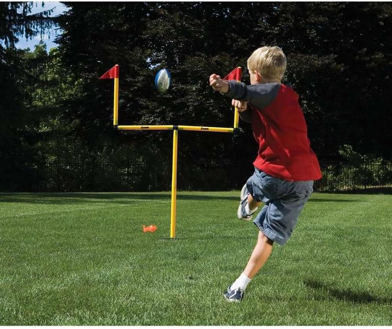 Sports Youth Football Goal-Post Set, Kids’ Football Goal Post with Mini Football, Fun Football Goal for All Ages, Easy Assembly,  Adjustable Height , Weighted Base ,Football Accessories, Football