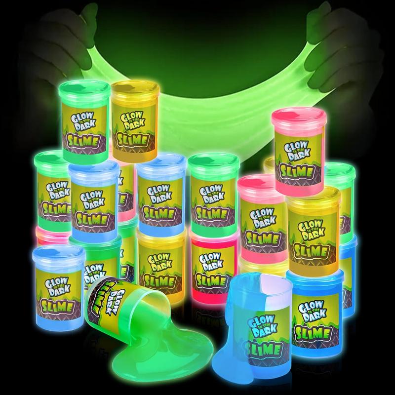 Glow in The Dark Slime - 12 Pack - Neon Blue, Green, Pink, Yellow Colors - Glowing Slime Kit for Kids - Party Favors, Goody Bag Fillers